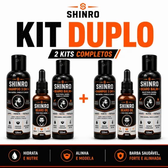 2 Kit para Barba Completo Shampoo Balm Óleo 30ml Barba Macia Hidratada e Alinhada