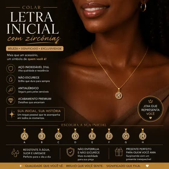 Colar Gargantilha Letra Inicial Cristal Jóia
