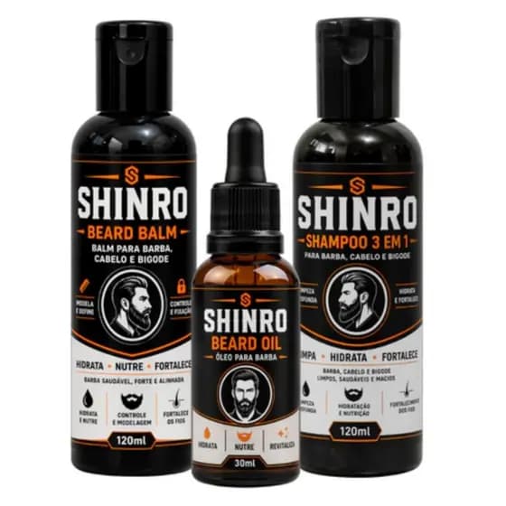 Shampoo 3 em 1 / Oleo / Balm Para Barba Cabelo e Bigode Hidratação e Brilho