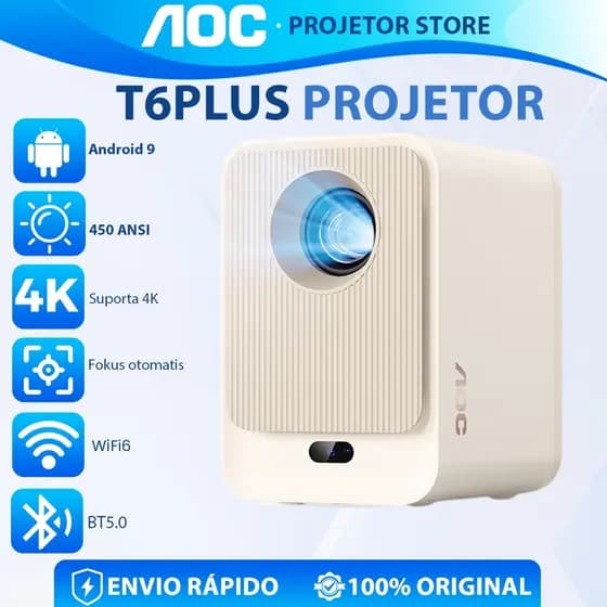 AOC Projetor Sealed Lens Full HD 1080P LED Portátil Projetor 4k 450 ANSI Android 9 Wi-Fi Bluetooth Home Theater