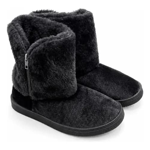 Bota Feminina Blackboar Forrada Peluciada Quentinha Inverno Cano Curto com Zíper Confortável