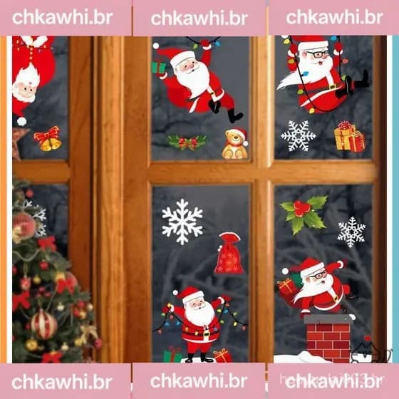 Decoração de Natal Floco de Neve/Adesivo de Janela/Festival/Adesivo Eletrostático de Papai Noel para Presentes