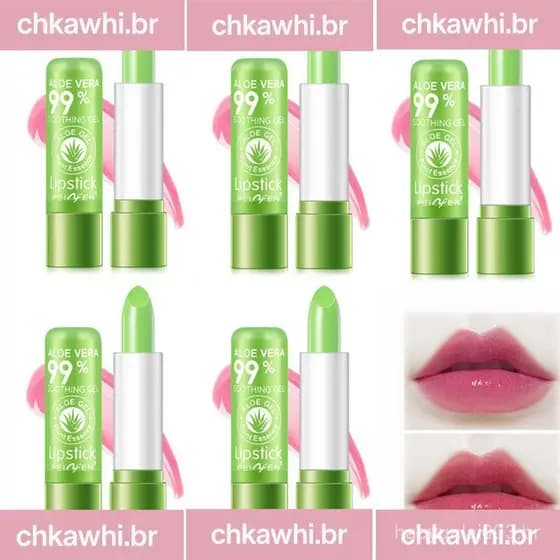 Pacote Com 5 Bálsamo Labial Hidratante Natural De Aloe Vera Maquiagem Barata