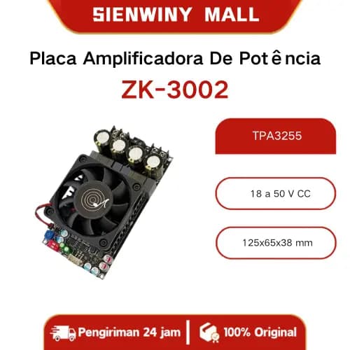 ZK-3002 Placa Amplificadora De Potência Pura DC 18-50V TPA3255 Chip Amplificador 300W + 300W Módulo De Áudio Esté
