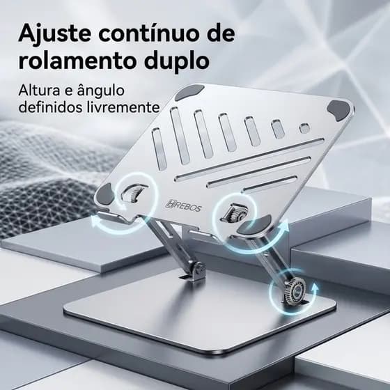 Base elevatória de alumínio regula livremente altura e ângulo para home office e estudo