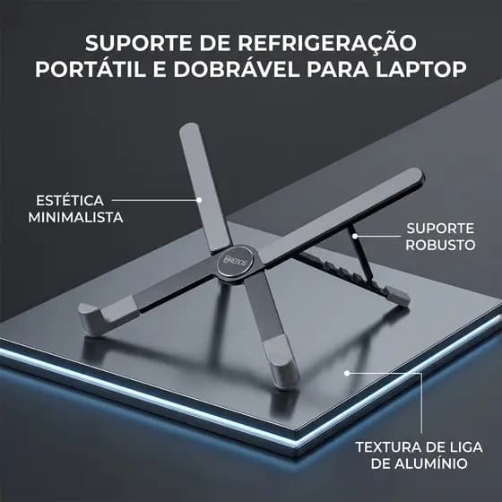 Base ergonômica para notebook dobrável compacto para transporte ideal home office e viagens profissionais