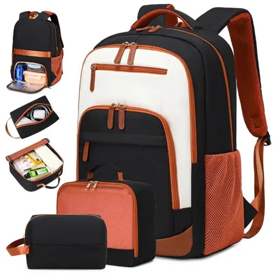 Mochila de Viagem 3 Peças Impermeável Reforçada Unissex Volta às Aulas Compartimento Notebook Bolsa Quente e Frio