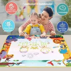 Tapete Mágico de Pintura 150x100cm com Água Infantil Reutilizável Sem Sujeira Educativo