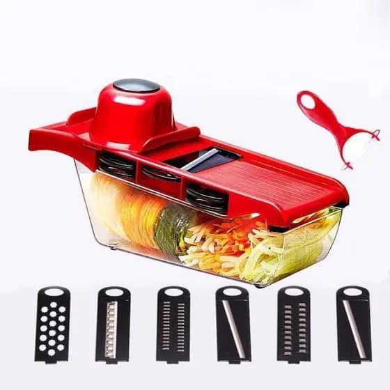Cortador de Legumes Multifuncional Vermelho, Máquina de Cortar em Cubos para Cozinha, Cortador de Vegetais para Frutas e