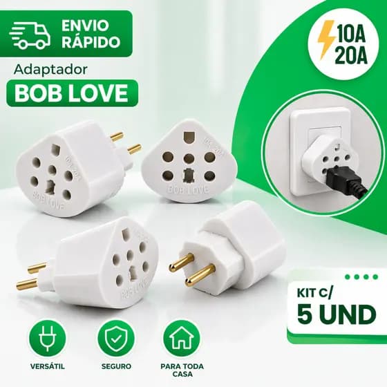 Adaptadores de Tomada Bob LOVE Universal 20A - Serve para Pinos Grossos e Finos