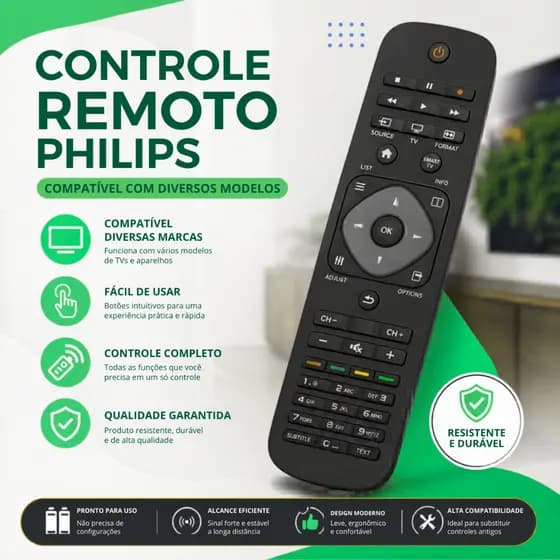 Controle TV Philips Universal Compatível LCD LED Smart TV