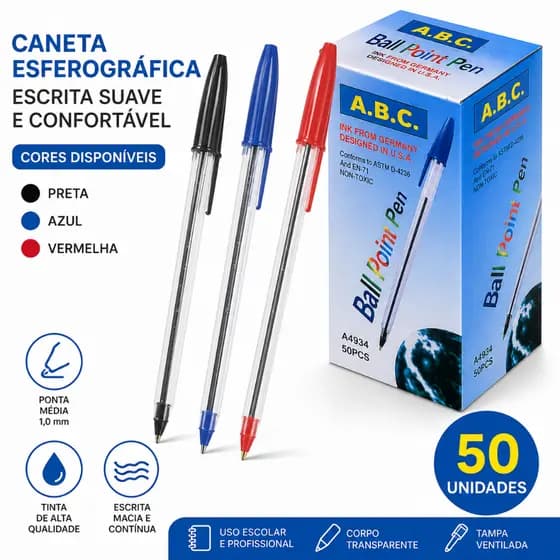 10/20/30/40/50 Pcs Canetas Esferográficas Ponta Média Simple Azul Preta Vermelha Escolar Escritório