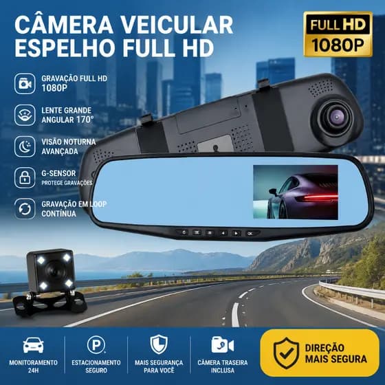 Dashcam Retrovisor 4.0 Polegadas Dupla Câmera 720x480P Suporte 32GB Carro Segurança Veicular