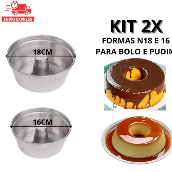 Formas de Alumínio com Furo 16/18 – Kit 2 Peças