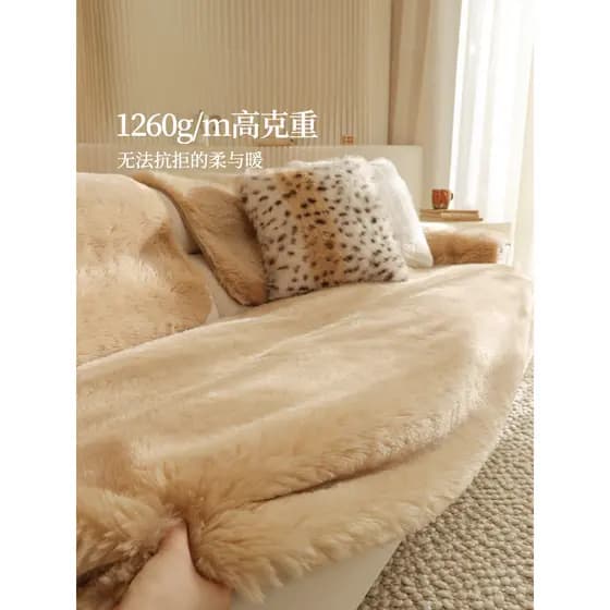 Inverno de pelúcia sofá almofada outono inverno High-End engrossado capa de sofá pano francês peludo almofada sofá braço