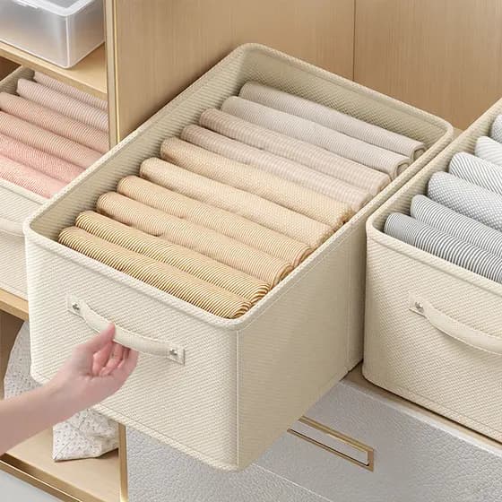 Caixa de armazenamento de roupas guarda-roupa armazenamento arrumado em camadas artefato tecido dobrável cesta de armaze