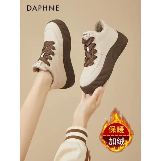 Daphne tênis de sola grossa feminino inverno forro de lã 2026 novos sapatos femininos outono inverno sapatos de algodão