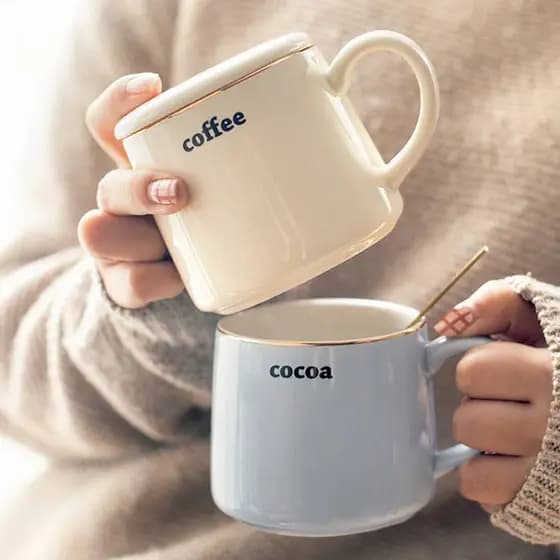 Simples café da manhã xícara de café ins estilo nórdico copo cerâmica com tampa colher escritório masculino caneca copo