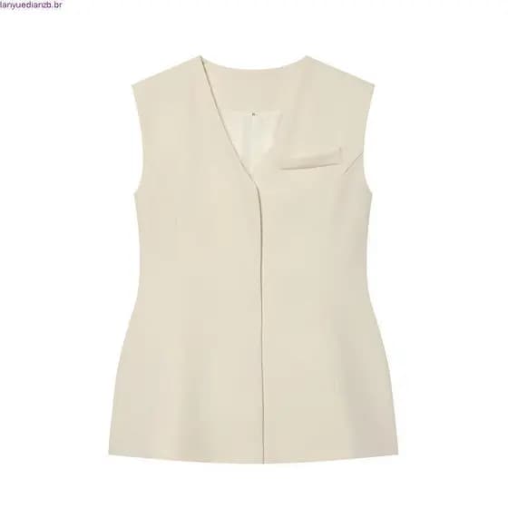 Moda feminina estilo europeu americano com decote em V colete Slim Fit2712570