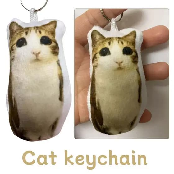 Engraçado Gato Voz Chaveiro Com Som Bonito Rotativo Pelúcia Pingente Portátil Saco Dos Desenhos Animados Presente Para M