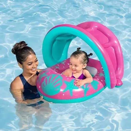 Bote boia Inflavel Infantil Piscina Barco Flutuante Rosa Praia Verão Diversão