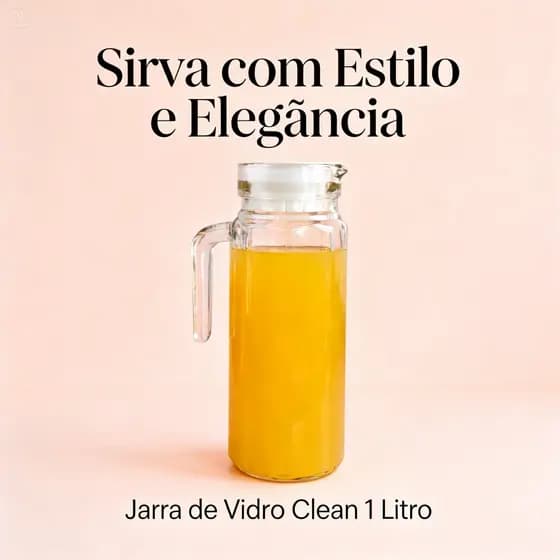 Jarra Vidro Transparente Capacidade 1 Litro Design Elegante Practicalidade Para Cozinha Resistente