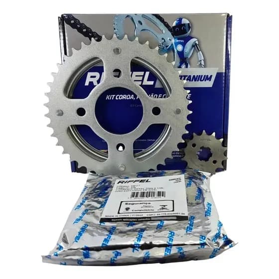 Kit Relação CG 125 Titan Fan Cargo 2000 a 2008 Original Riffel Titanium Aço 1045