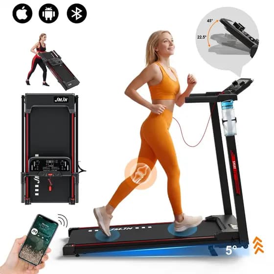 Esteira Ergométrica Elétrica 2.0HP Silenciosa Dobrável com Bluetooth 12km/h Doméstica Portátil Fitness Residencial Até