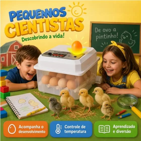 Chocadeira Automática 16 a 120 Ovos Bivolt 127V/220V Viragem Automática Controle Digital Incubadora
