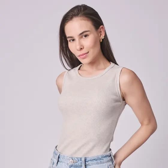Regata Básica Feminina Canelada Ribana Premium Caimento Slim Confortável