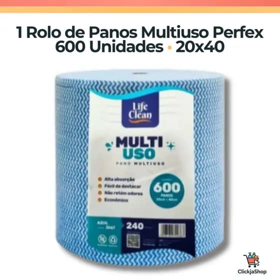 Perfex Pano de Limpeza Multiuso - Rolo com 600 Unidades - Dimensões 20X40cm 240 Metros