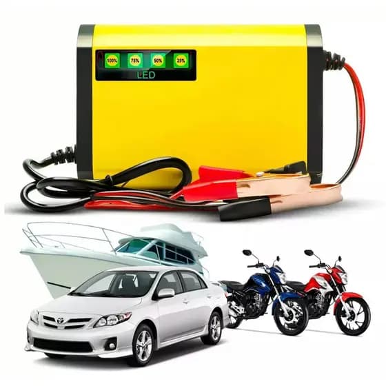 Carregador De Bateria P/ Carro Moto Com luz para mostrar carga