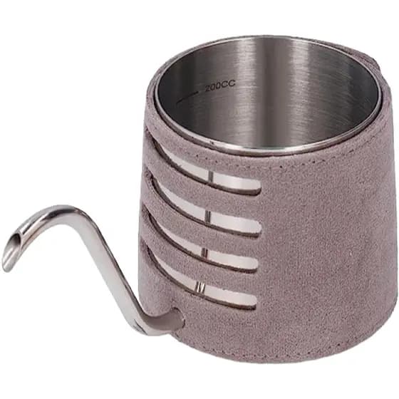 Bule Barista Pescoço de Ganso com Revestimento de Couro Micro Fibra 250ml Prata