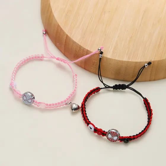 Pulseira Magnética de Casal em Forma de Coração do Homem-Aranha, Feita à Mão, Presente de Halloween