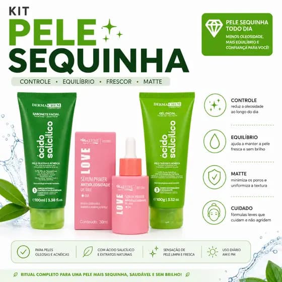 Kit limpeza de pele oleosa skincare antioleosidade auxilia em cravos e espinhas