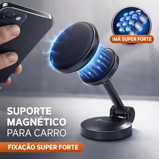 Suporte Magnético IMÃ SUPER FORTE para Celular, Articulado, Versatil, Ajuste Firme Rápido, Universal