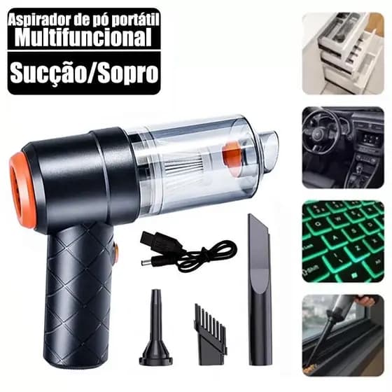 Aspirador De Pó Usb Portátil Completo Linha Premium Carro E Casa 2000mAhAspirador de pó 3 em 1, pode soprar ar e aspirar