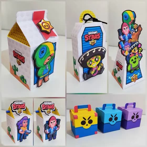 Kit Só Um Bolinho Brawl Stars | Kit Personalizados Pegue e Monte Brawl Stars | Decoração Festa