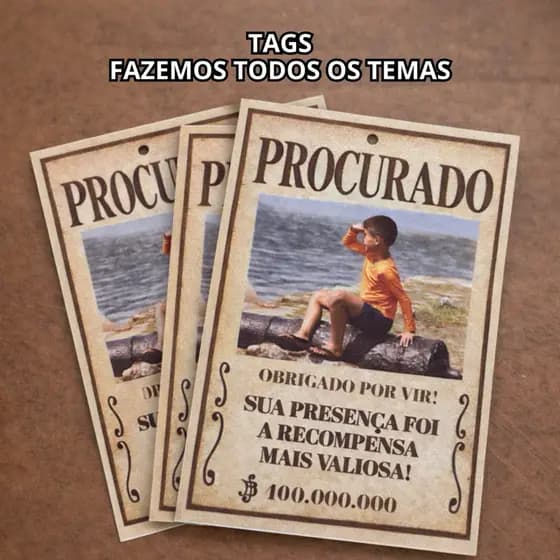 Kit 28 Tags Personalizadas One Piece com Foto para Lembrancinhas de Aniversário | Papel 180g | Arte Exclusiva