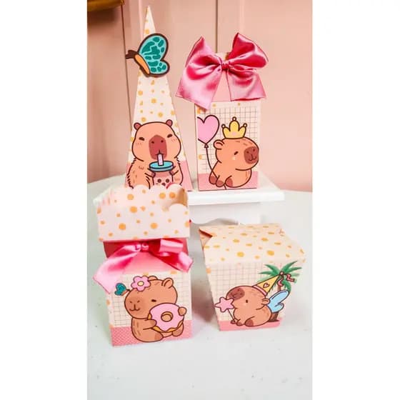 Kit Só Um Bolinho Capivara Rosa Minimalista Com Brinde | Festa Na Escola | Decoração Festa Simples Infantil