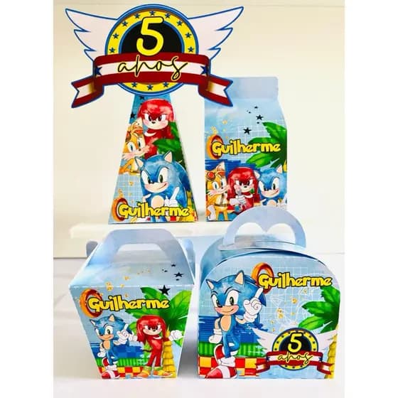 Kit Sonic – Só um Bolinho com Brinde | Pegue e Monte Sonic | Lembrancinha Festa Infantil Casa ou Escola