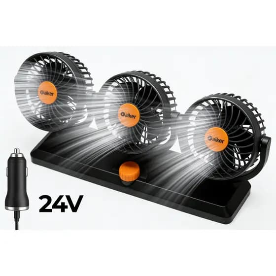 Ventilador Automotivo Triplo 24V Ajustável Carro Caminhão