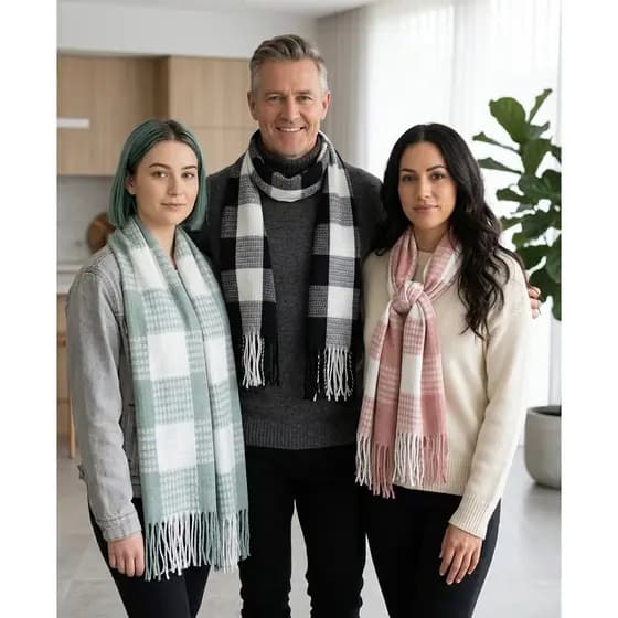 Cachecol Premium Xadrez Quadriculado – Coleção Outono-Inverno Moderno La