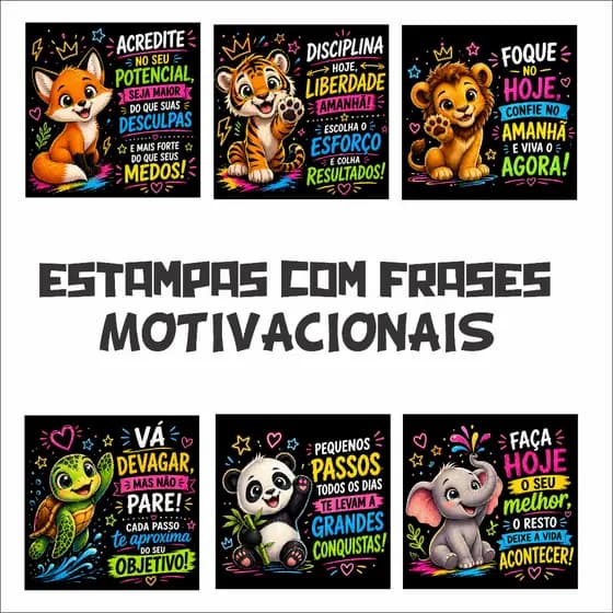 Estampa Motivacional DTF Frases Curtas Alta Qualidade Camiseta Personalizada Pronta Aplicação