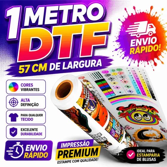 DTF 1 Metro x 57cm Impressão Ultra HD | Estampa Para Camisetas e Tecidos | Envio Rápido 24h