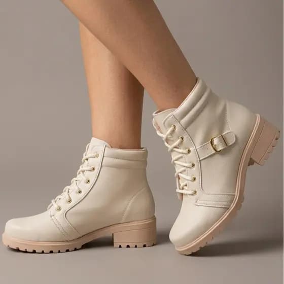 Bota Feminina Coturno Salto Baixo Sapato Feminino Inverno Bota Feminina Cano Curto De Fivela Linha Conforto