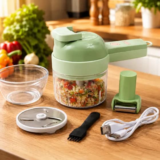 Triturador Cortador Elétrico Multifuncional Processador Alimentos Compacto Verde