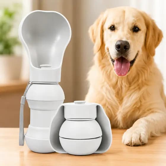 Bebedouro Portátil para Pets Silicone Dobrável Cães e Gatos Viagem