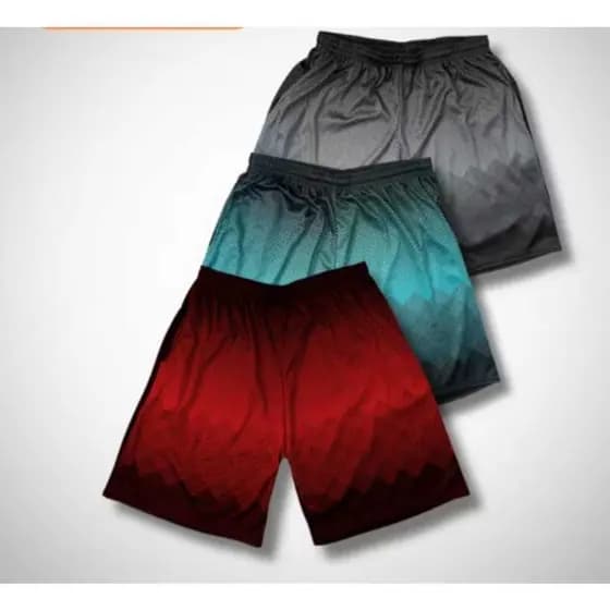 Kit com 3 Bermudas short Masculino Tactel Esportivo Praia Academia Leve Secagem Rápida