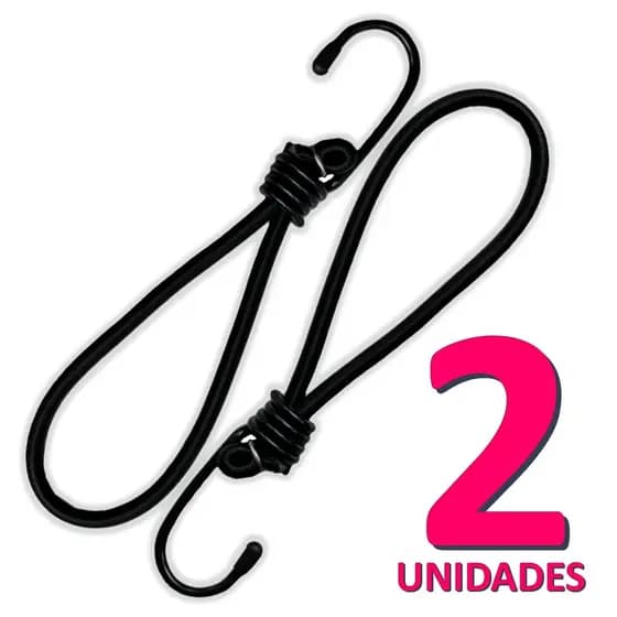 Kit 2 Elásticos 5mm Alça com Gancho Tensionador Prático Resistente Fixação Rápida